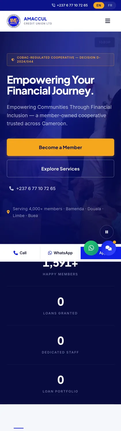 AMACCUL website on a phone