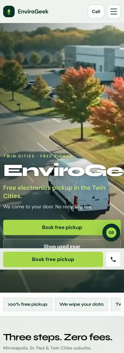 EnviroGeek website on a phone