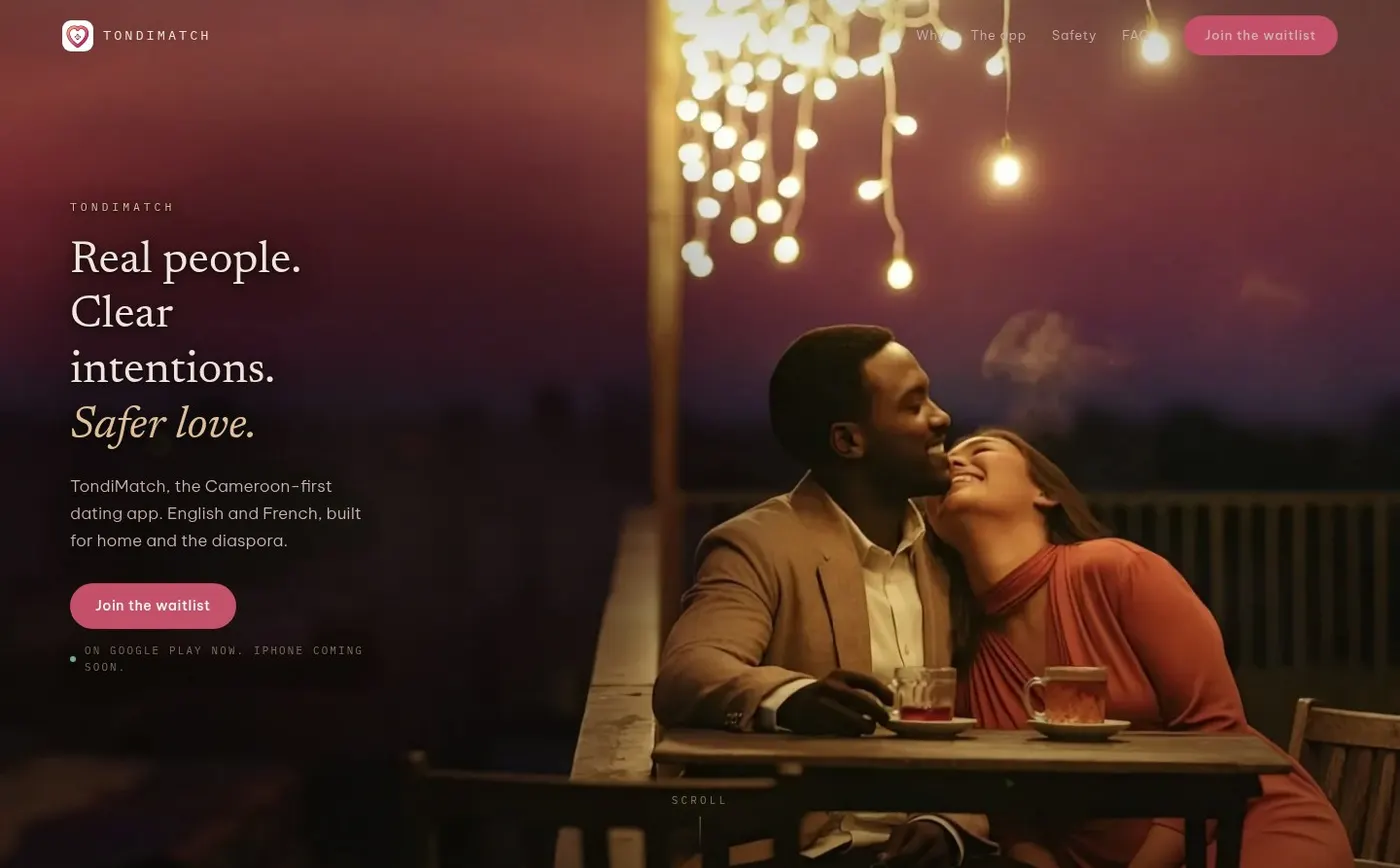 TondiMatch website on desktop